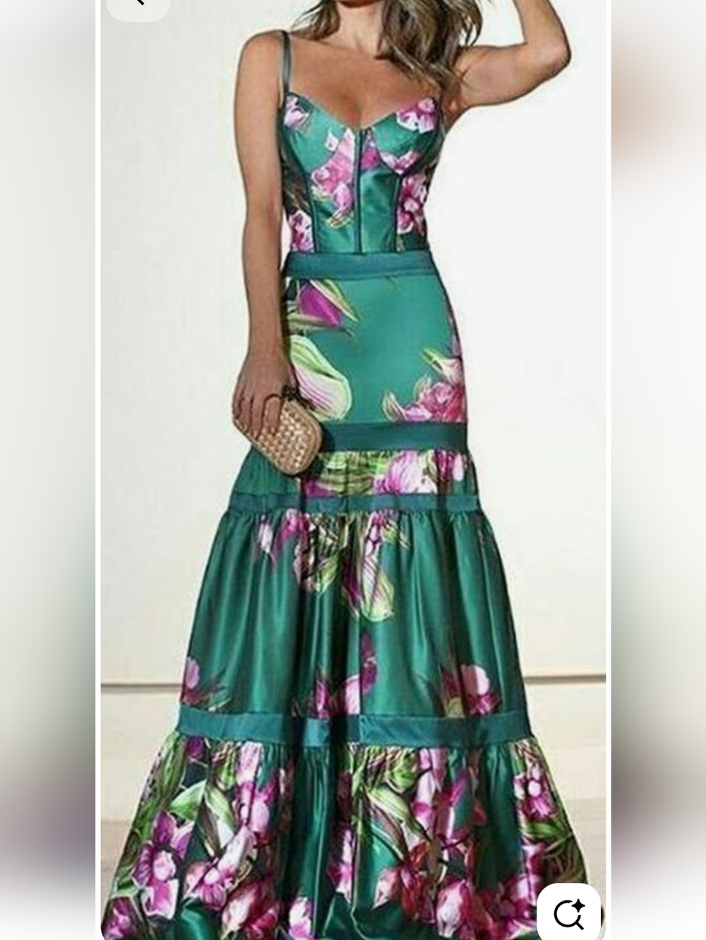 Women's Emerald Floral Maxi Dress Sz S